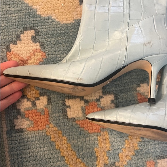 Zara blue leather croc pointed heel boot size 6 - Picture 8 of 11